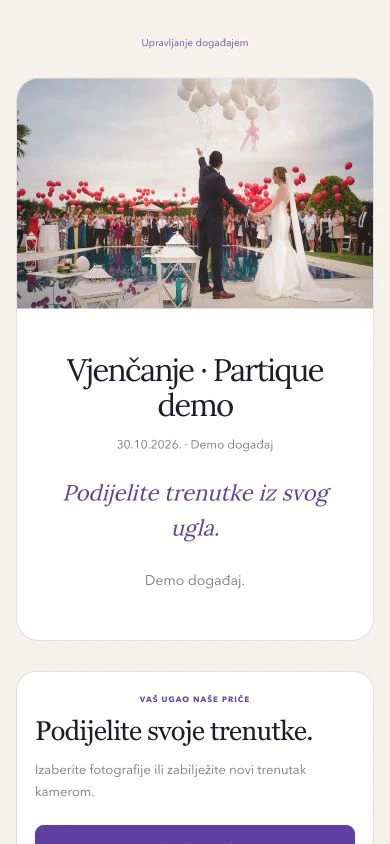 Partique interfejs za dodavanje i pregled fotografija